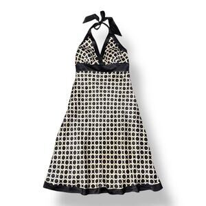 Issue New York Vintage Y2K Black White Silk Halter Party Dress‎ Size 12